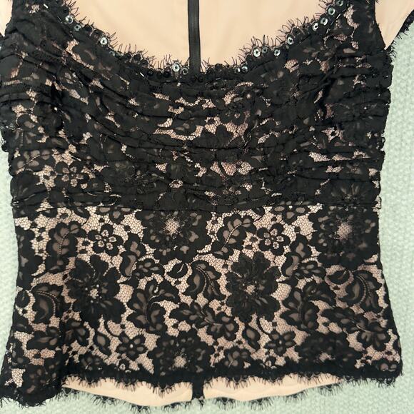 Tadashi Collection Womens 10 Lace Overlay Top Cap Sleeve Black Cocktail Glam - Picture 3 of 12
